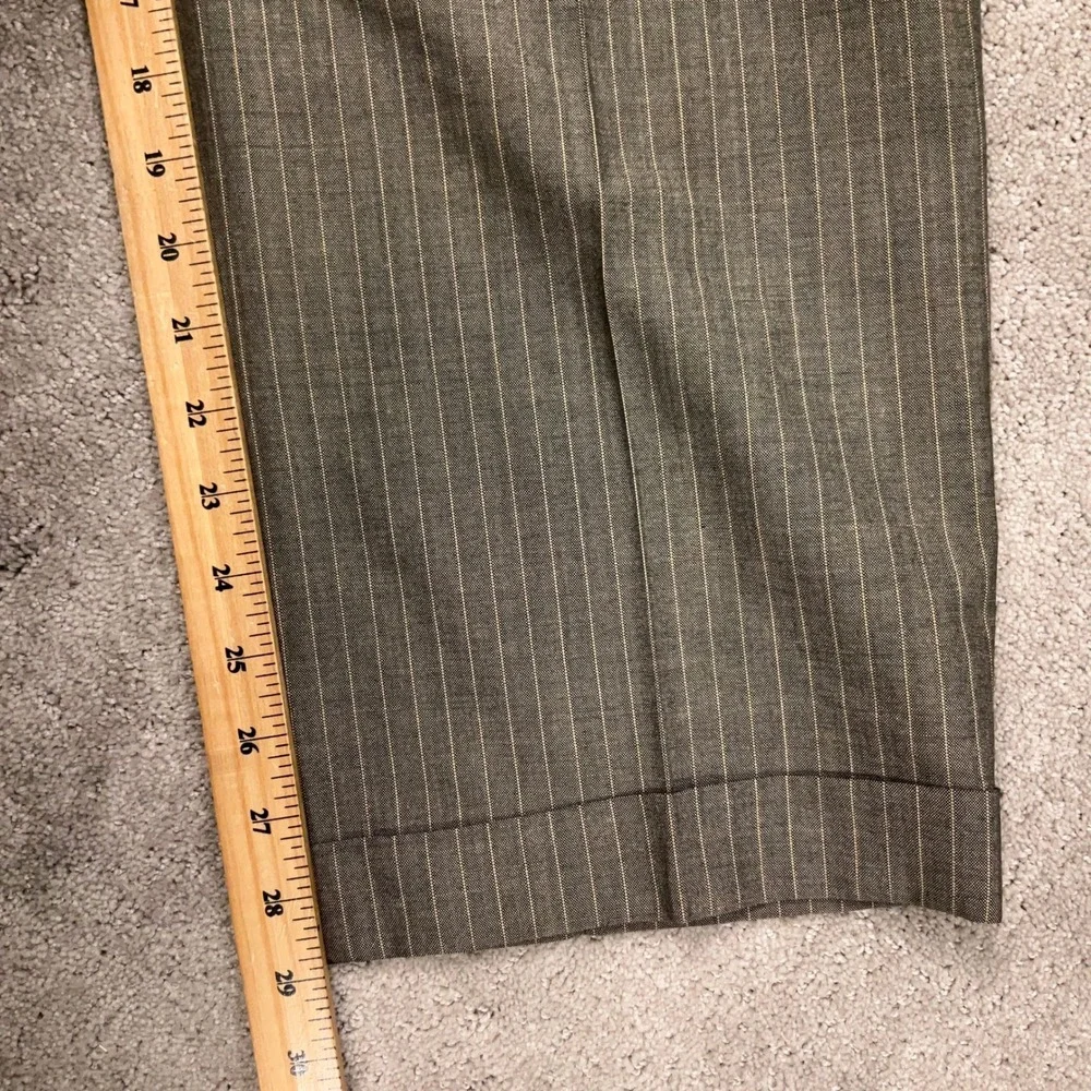 Tom James Suit Men 48R 40W Gray Pinstripe Bespoke Filo A Mano Holland Sherry